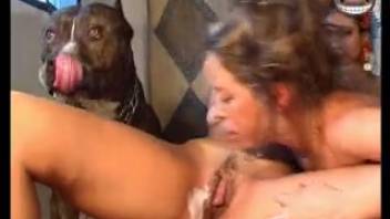 Hot women are splitting a huge canine dick in filthy styles